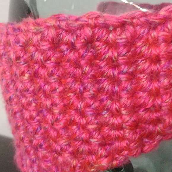 Just in! Handmade Crocheted Contoured Unisex Headband/Earwarmer Pink/Multi - Picture 6 of 8